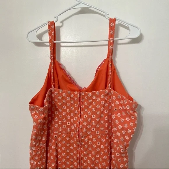 Trixxi Sun Dress Orange Peach White Embroidered Flowers 3X spaghetti straps - Picture 9 of 12
